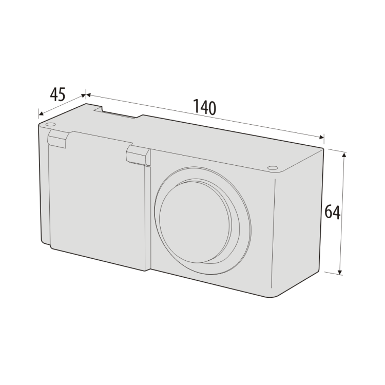 POWER BOX 18W - zasilacz + gniazdo + wyłącznik - wymiary