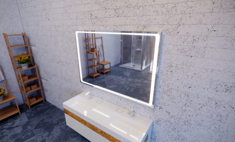 Lustro prostokątne QUADRO z oświetleniem LED  w szarej łazience