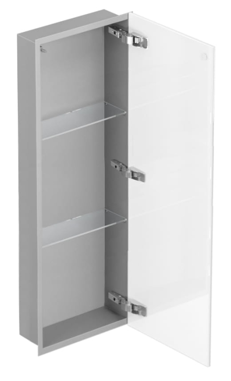 Szara szafka wnękowa FLAT PWD 900/10 ze szklanymi drzwiami