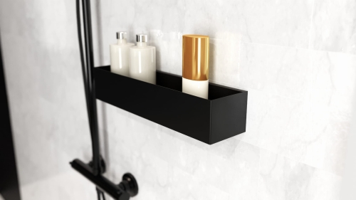 Czarna półka łazienkowa do kabiny prysznicowej - BS60