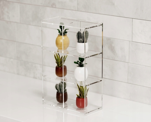 Gablotka witryna stojąca z przezroczystej plexi z 6 półeczkami