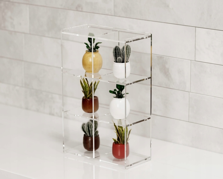 Gablotka witryna stojąca z przezroczystej plexi z 6 półeczkami