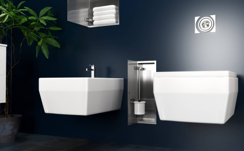 Stalowy schowek WC ZERO 450 na szczotkę