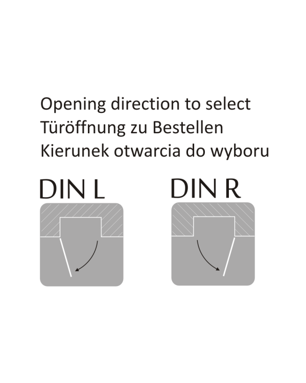 Kierunek otwarcia drzwi schowka do wyboru - DIN L lub DIN R