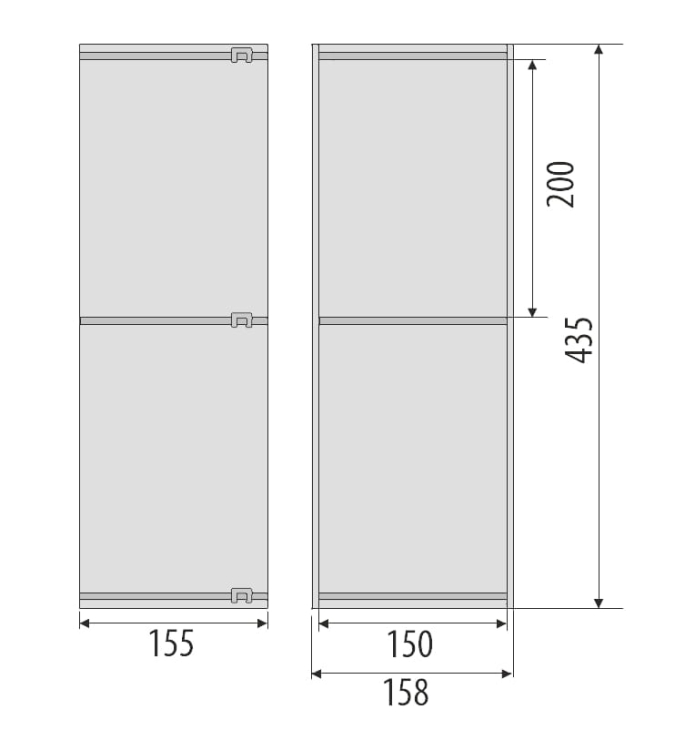 Gablotka witryna stojąca z przezroczystej plexi PS435/158/155 - wymiary