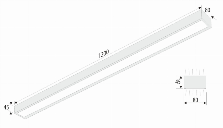 Kinkiet ścienny ASTRA 1200 - wymiary