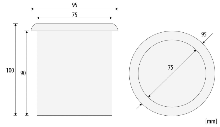 Szklany kielich na szczotkę WC matowy - wymiary