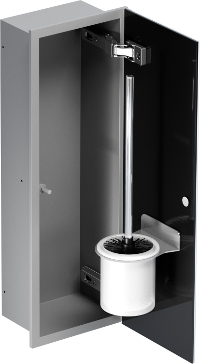 Szary schowek WC BEND 450 na szczotkę - do zabudowy