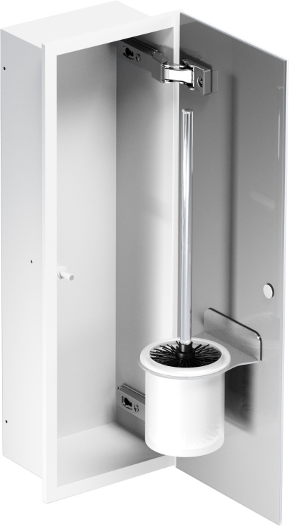 Biały schowek WC BEND 450 na szczotkę - do zabudowy
