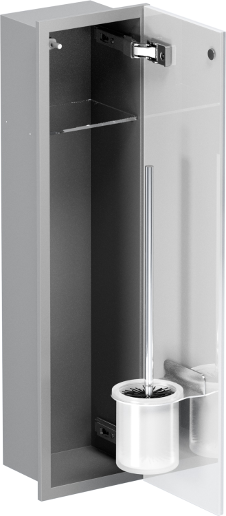 Szary schowek WC BEND 600 na szczotkę i papier – do zabudowy