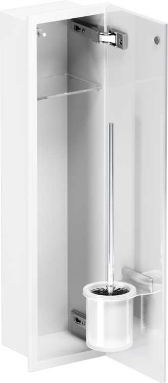 Biały schowek WC BEND 600 na szczotkę i papier – do zabudowy