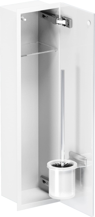 Biały schowek WC FLAT 600 na szczotkę i papier - do zabudowy