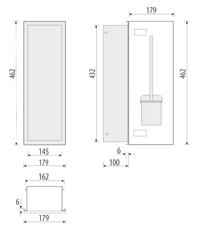 Schowek WC BEND 450 na szczotkę - rysunek techniczny
