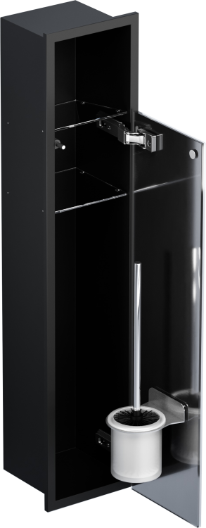 Czarny schowek WC BEND 800 na szczotkę i papier - do zabudowy