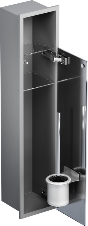 Szary schowek WC BEND 800 na szczotkę i papier - do zabudowy