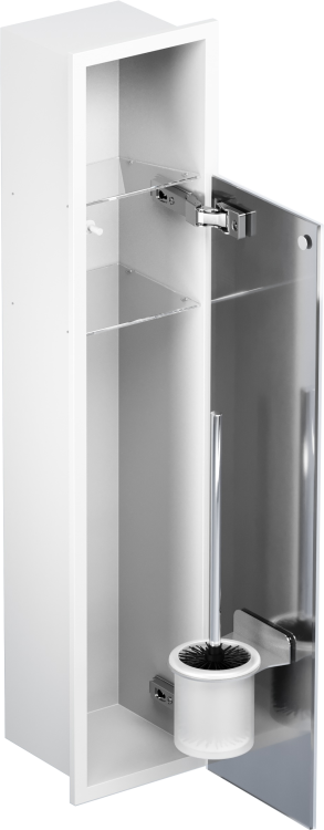 Biały schowek WC BEND 800 na szczotkę i papier - do zabudowy
