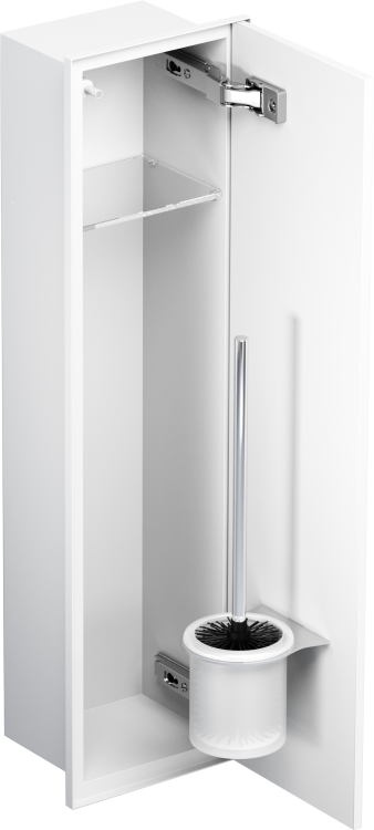 Biały schowek WC ZERO 600 na szczotkę i papier - do zabudowy płytkami