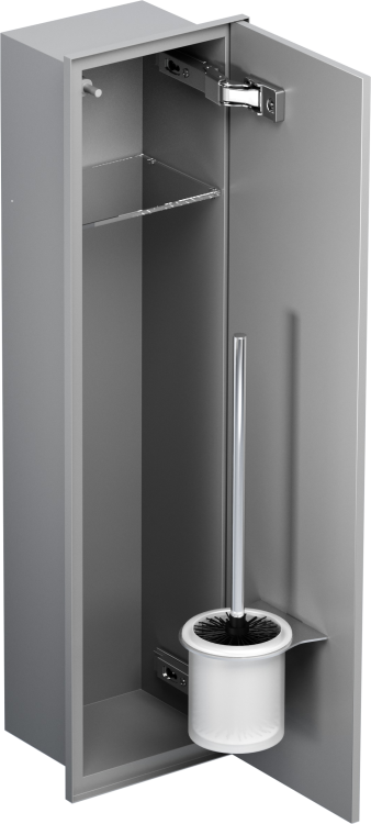 Szary schowek WC ZERO 600 na szczotkę i papier - do zabudowy płytkami