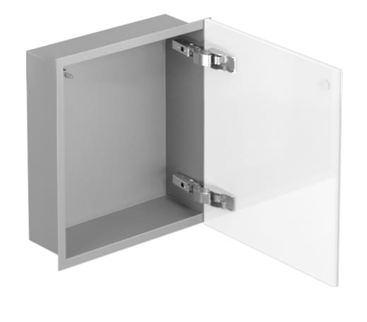 Szara szafka wnękowa FLAT PWD 300/10 ze szklanymi drzwiami
