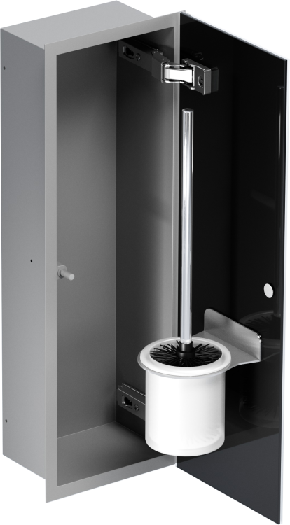 Szary schowek WC FLAT 450 na szczotkę - do zabudowy