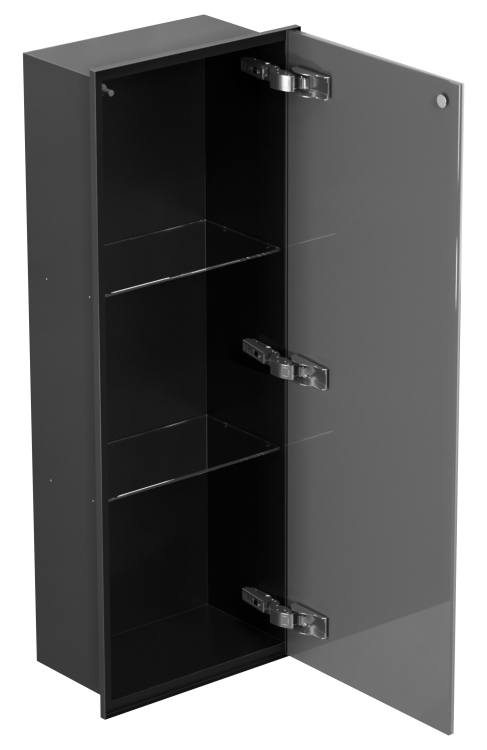 Czarna szafka wnękowa ZERO PWD 3080 ze szklanymi drzwiami