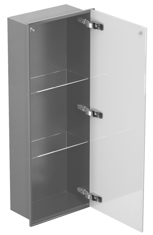 Szara szafka wnękowa ZERO PWD 3080 ze szklanymi drzwiami