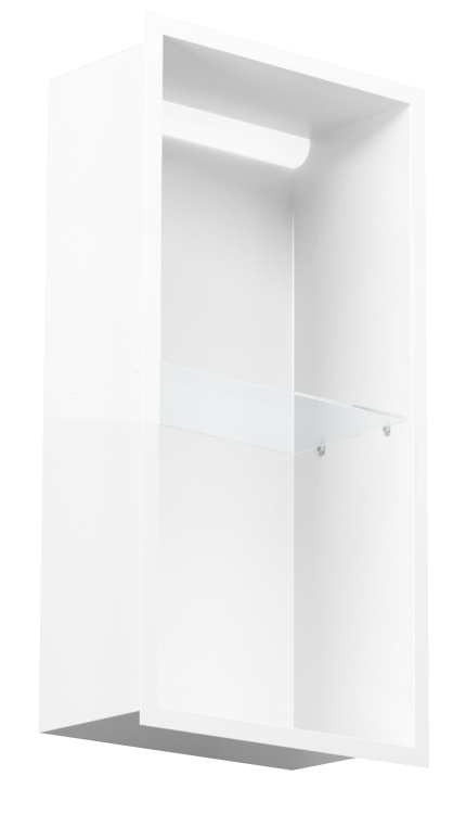 Biała półka wnękowa FLAT 600/10 z oświetleniem LED i półką