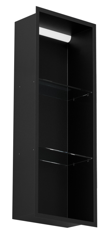Czarna półka wnękowa FLAT 900/10 z oświetleniem LED i półką