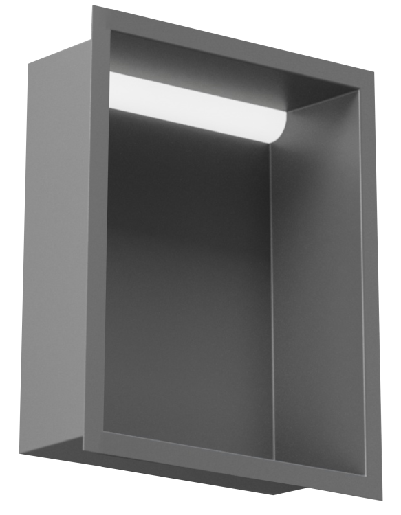 Szara półka wnękowa FLAT 200/10 LED z oświetleniem LED - do zabudowy