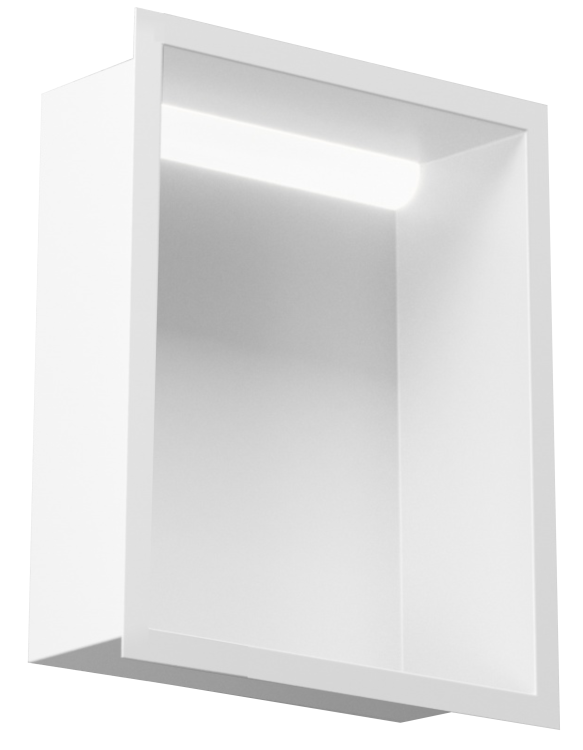 Biała półka wnękowa FLAT 200/10 LED z oświetleniem LED - do zabudowy