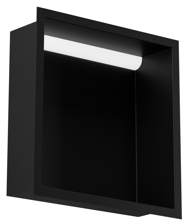 Czarna półka wnękowa FLAT 300/10 LED z oświetleniem LED - do zabudowy