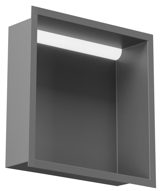 Szara półka wnękowa FLAT 300/10 LED z oświetleniem LED - do zabudowy