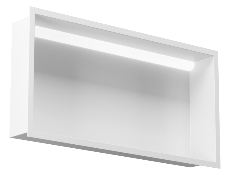 Biała półka wnękowa FLAT 600/10 z oświetleniem LED - do zabudowy