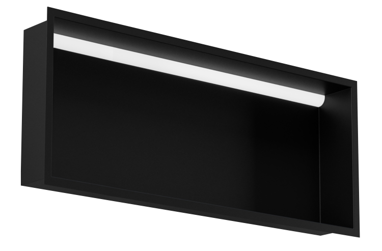 Czarna półka wnękowa FLAT 900/10 z oświetleniem LED - do zabudowy