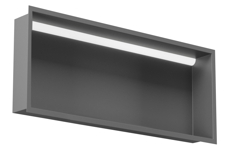 Szara półka wnękowa FLAT 900/10 z oświetleniem LED - do zabudowy