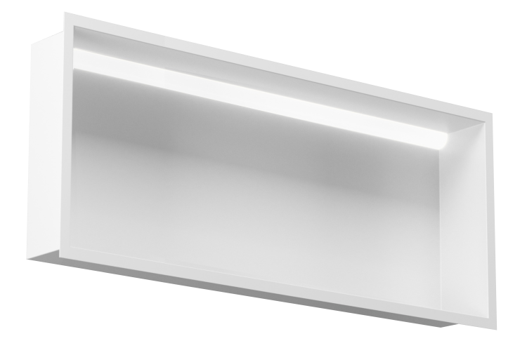 Biała półka wnękowa FLAT 900/10 z oświetleniem LED - do zabudowy