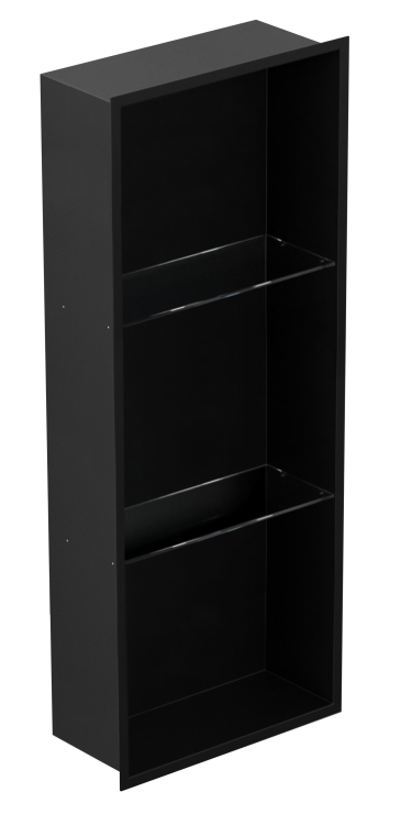 Czarna półka wnękowa FLAT 900/10 z półkami
