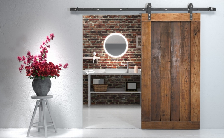 Lustro okrągłe ONYX z oświetleniem LED w aranżacji łazienki