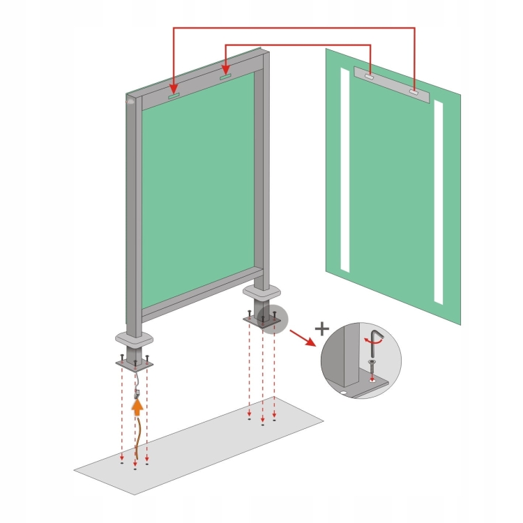 Tył lustra drustronnego Pino 2 - mocowanie do blatu