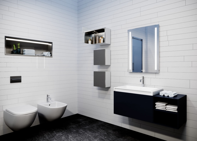 Lustro prostokątne CLASSIC z oświetleniem LED z zegarem cyfrowym