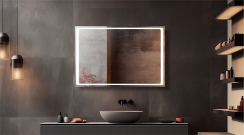 Lustro prostokątne QUADRO z oświetleniem LED  w ciemnej łazience