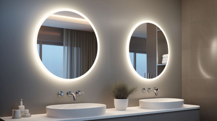 Dwa lustra okrągłe MILANO z oświetleniem LED