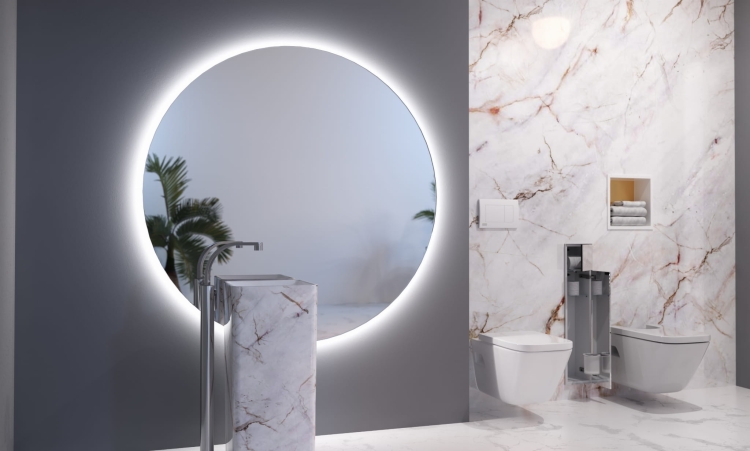 Duże lustro okrągłe Cerchio Z z oświetleniem LED
