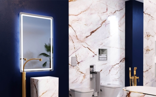 Lustro prostokątne FORMA z oświetleniem LED w nowoczesnej łazience