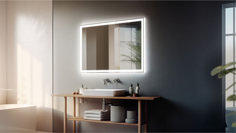 Lustro prostokątne DIAMANT z oświetleniem LED z boku