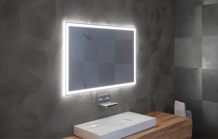 Lustro prostokątne DIAMANT z oświetleniem LED z boku