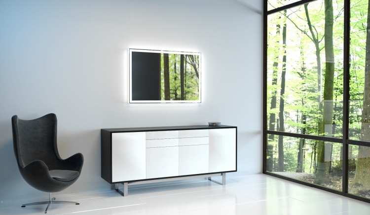 Lustro prostokątne DIAMANT z oświetleniem LED nad komodą
