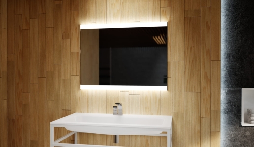 Lustro prostokątne LED 80x60 cm z podświetleniem – aranżacja łazienki, wersja OUTLET