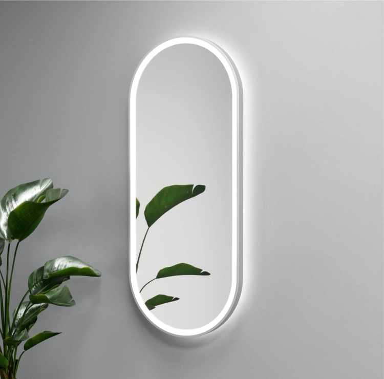 Lustro owalne LAURA PLUS w aluminiowej ramie z oświetleniem LED