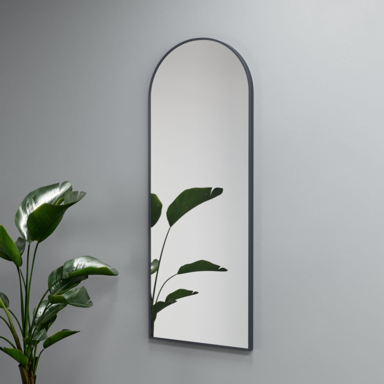 Lustro półowalne MALAGA w antracytowej ramie